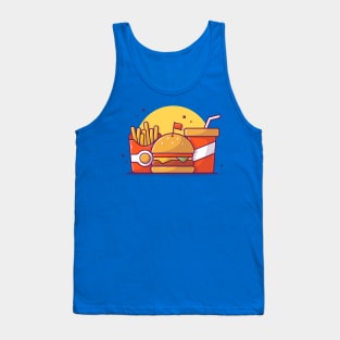 Burger, French fries And Soft Drink Cartoon Tank Top